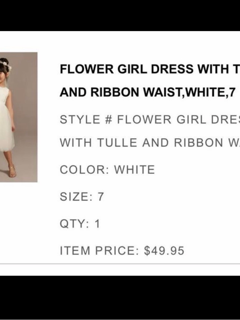 David's Bridal Ivory Satin and Tulle Flower Girl Dress - Picture 2 of 5